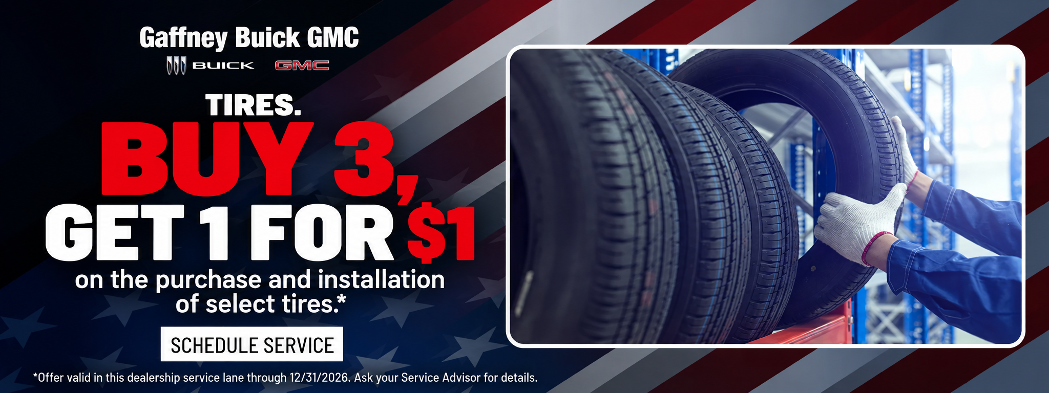 Buy $3 Tires get 1 for $1