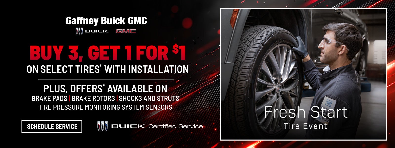 BUY 3 GET 1 FOR $1 ON SELECT TIRES WITH INSTALLATION